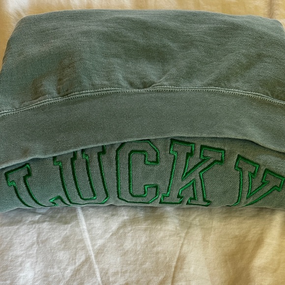 Comfort Colors Green Sweatshirt with Lucky Print - Picture 1 of 6